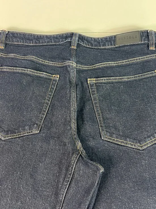 Pistola Jeans Women's 37x25* Beau Seamed Horseshoe Crop Dark Blue Denim Tag 33 - Picture 10 of 16